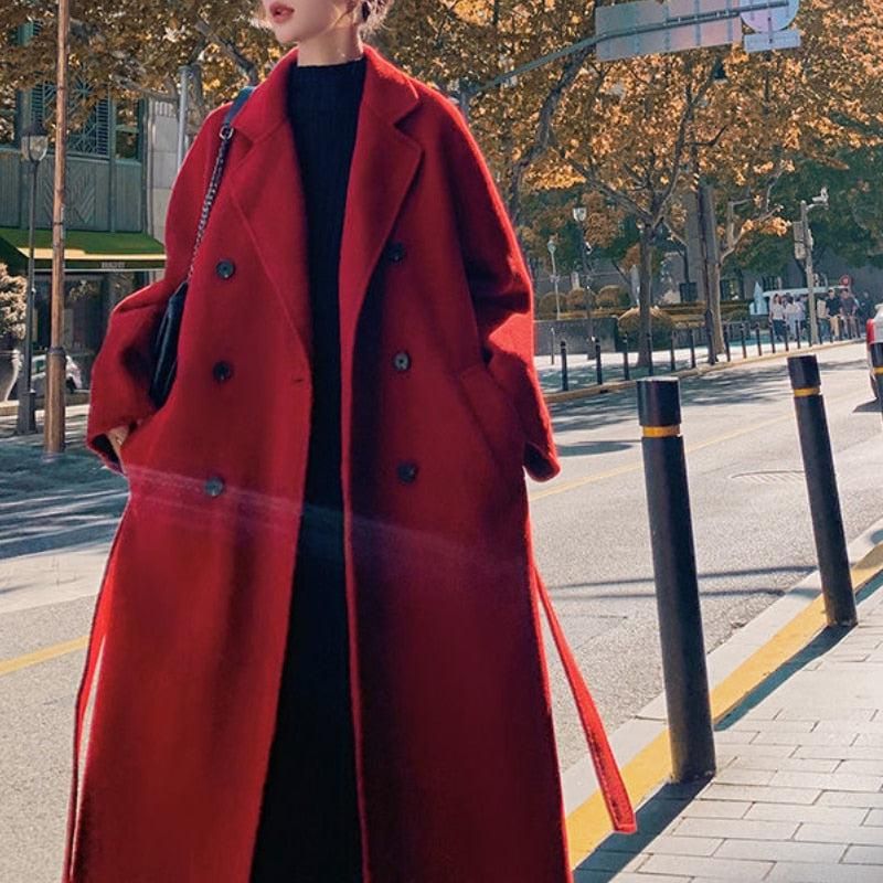 manteau grande taille rouge pour femme