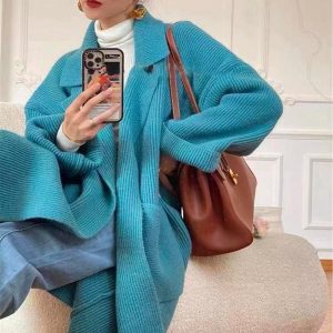 manteau long bleu ciel femme