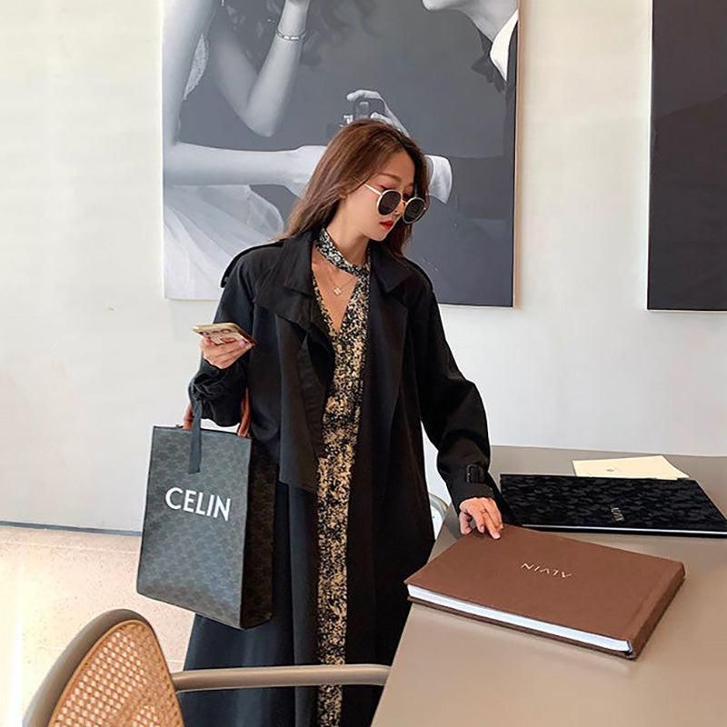 manteau long noir femme