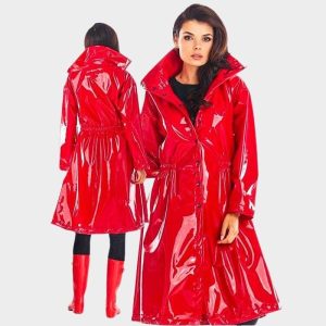 manteau long rouge femme