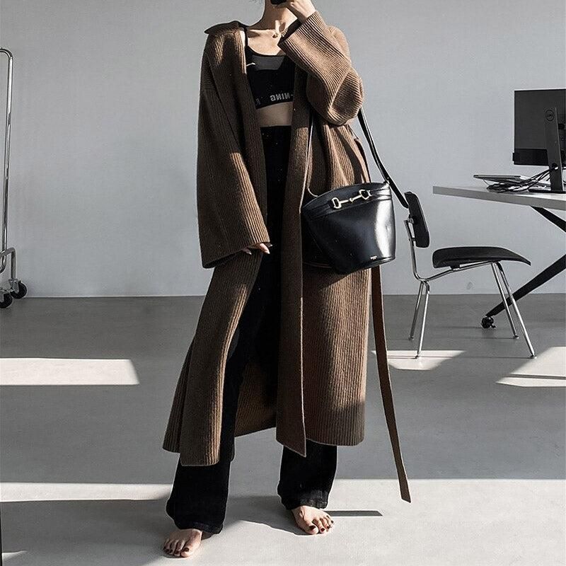 manteau marron long femme