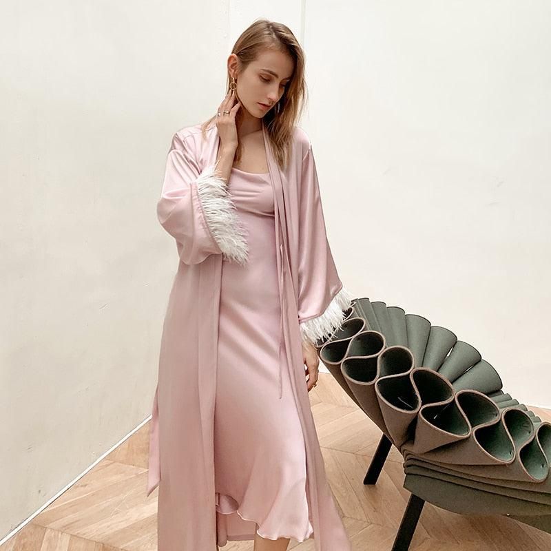 peignoir confortable rose femme