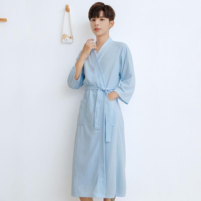 peignoir coton homme col kimono