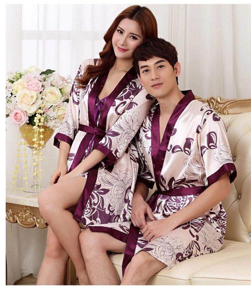 peignoir court en satin pour homme