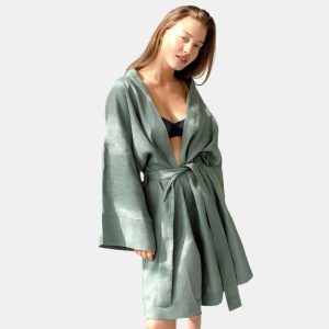 peignoir court femme vert