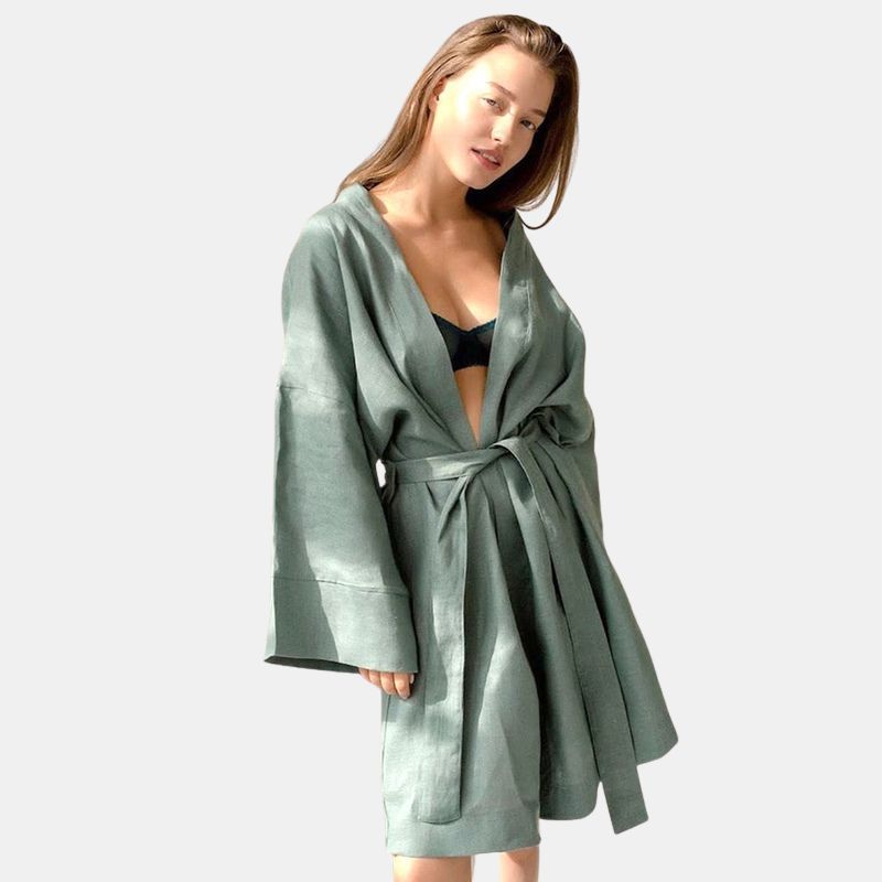 peignoir court femme vert