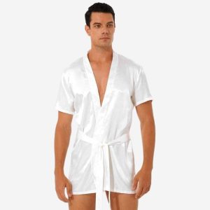 peignoir court homme satin