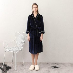 peignoir de bain bleu femme