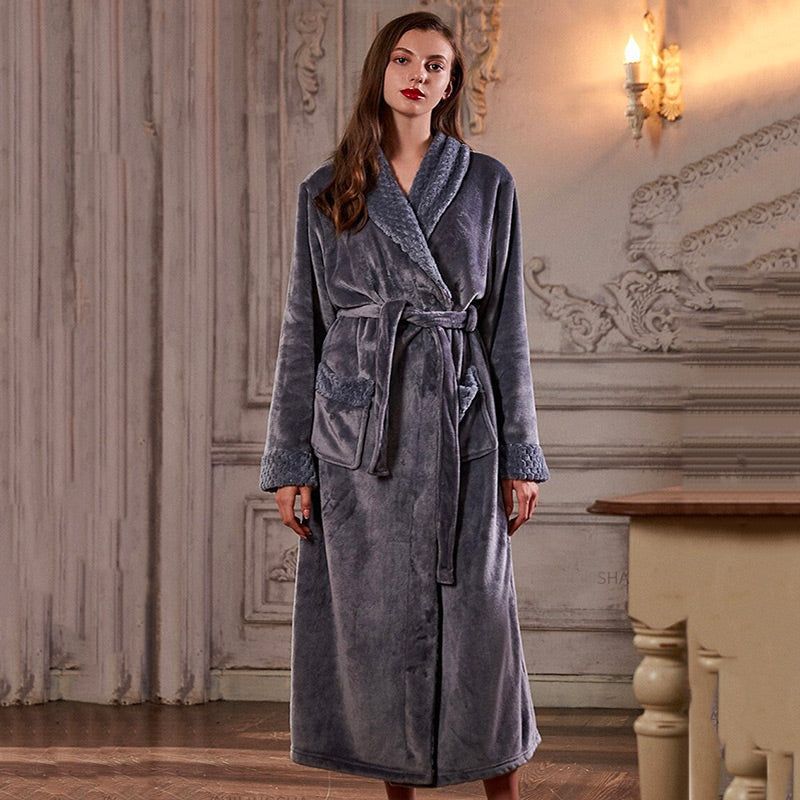 peignoir de bain femme gris
