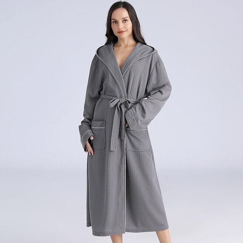 peignoir de bain gris femme