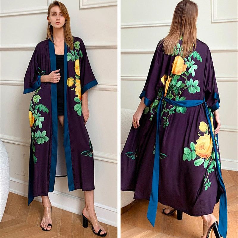 peignoir en satin violet