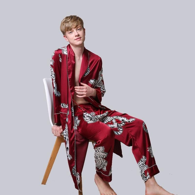 peignoir japonais élégant rouge