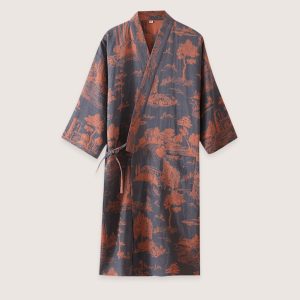 peignoir kimono bleu homme