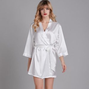 peignoir kimono satin blanc