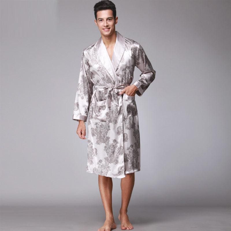 peignoir kimono satin gris