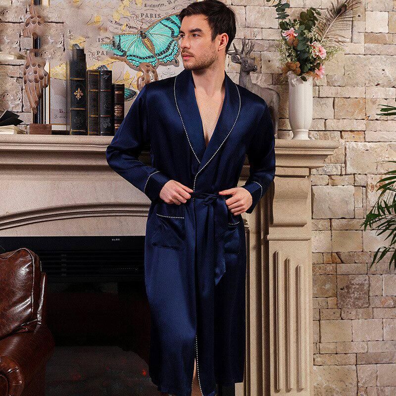 pyjama confortable en soie bleu