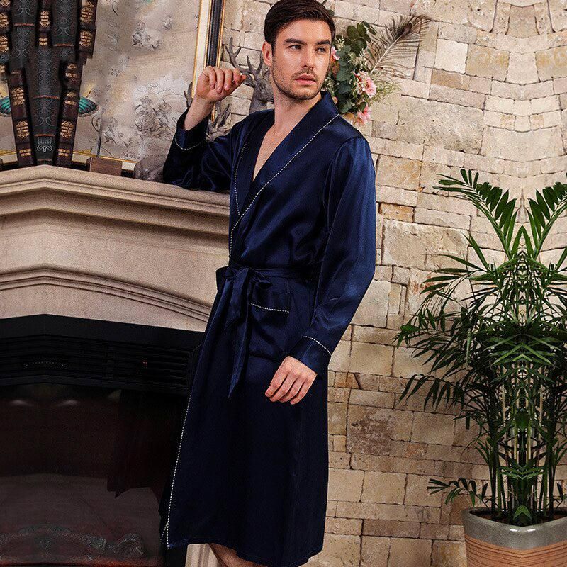 pyjama en soie bleu pour homme