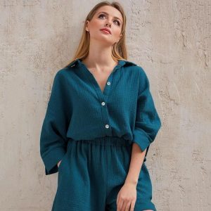 pyjama femme bleu canard