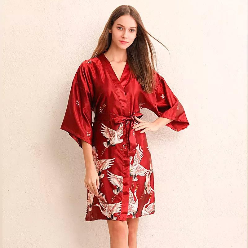 robe courte kimono rouge