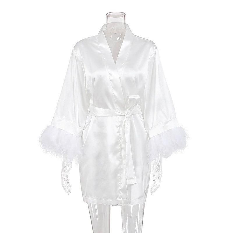 peignoir kimono blanc pour femme