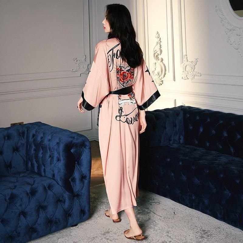 robe de chambre femme style kimono long
