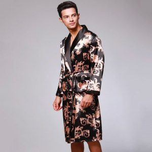 robe de chambre homme satin longue