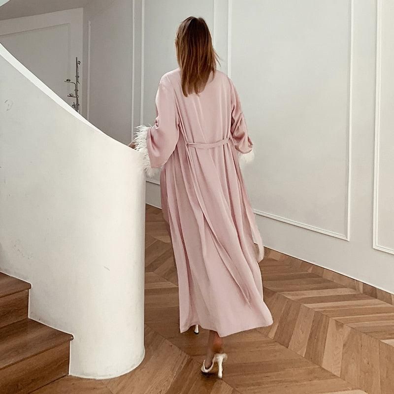 robe de chambre rose pour femme