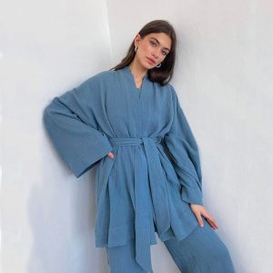 robe kimono bleue