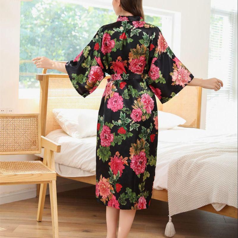 robe kimono fleuri confortable