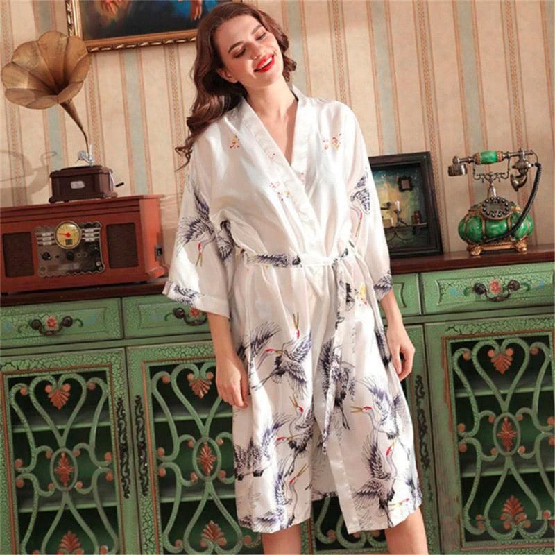 robe kimono longue blanche