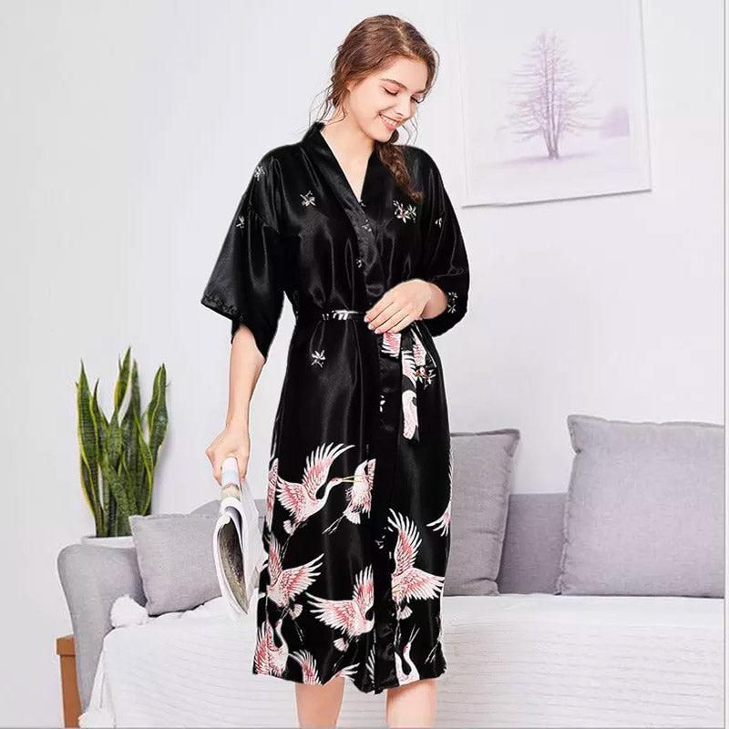 robe kimono longue noire