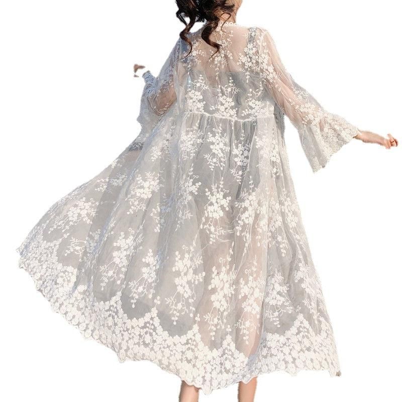 robe kimono satin avec dentelle