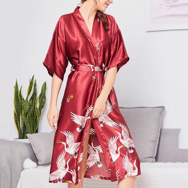 robe longue rouge style kimono