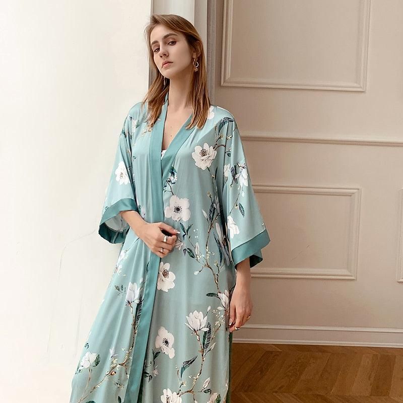 tenue d'été robe kimono verte