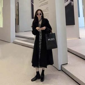 trench long noir femme