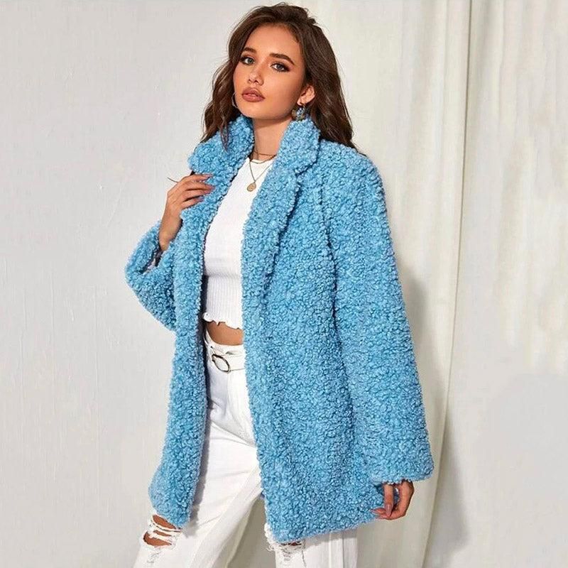 manteau bleu ciel pour femme