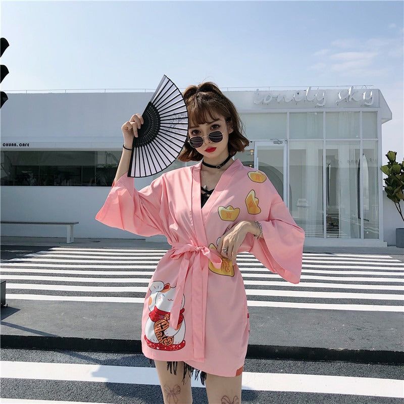 veste rose style kimono