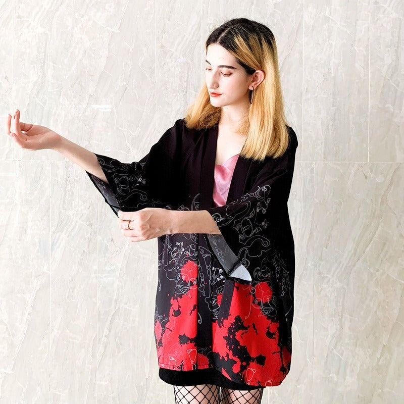 veste élégante noir et rouge
