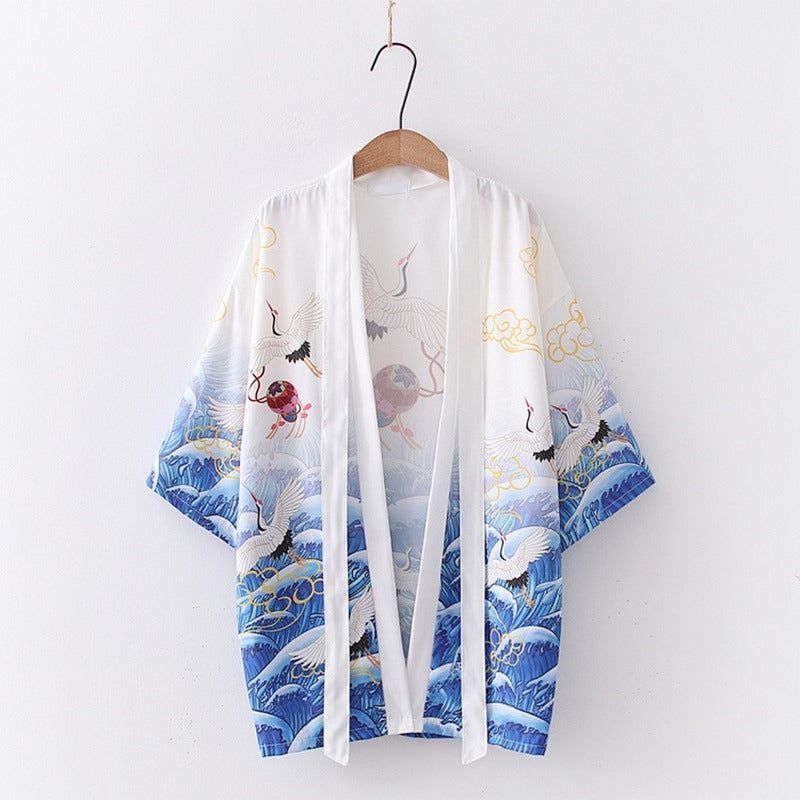 veste en kimono bleu traditionnel japonais