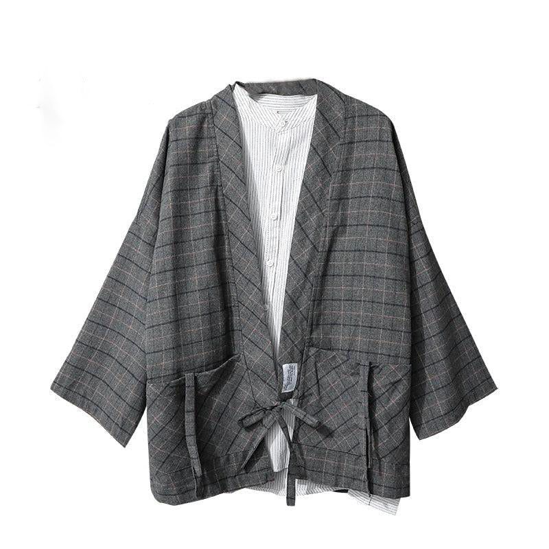 veste grise foncée homme style kimono