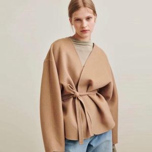 veste kimono beige en laine