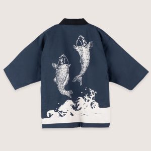 veste kimono bleu