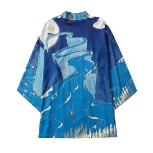 veste kimono chemin bleu