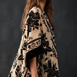 veste kimono crème et noir