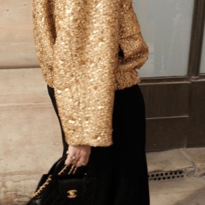 veste kimono doré à paillettes