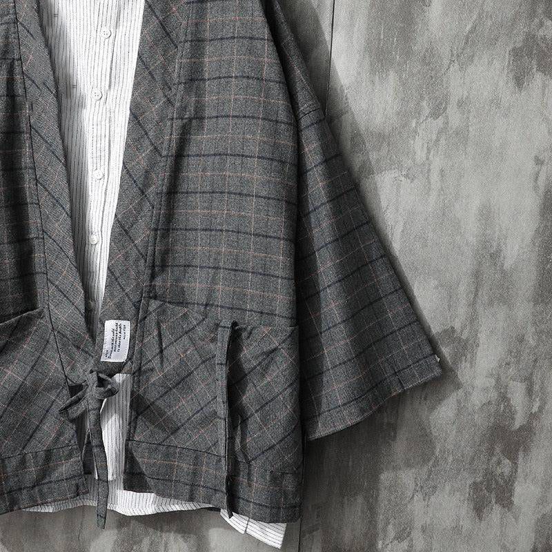veste kimono élégante pour homme gris foncé