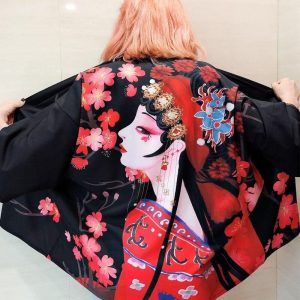 veste kimono geisha fleurie