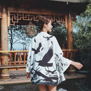 veste kimono japonais corbeau
