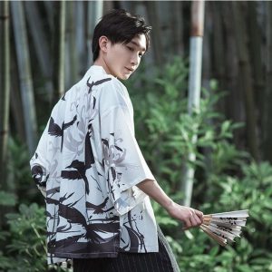veste kimono japonais corbeaux