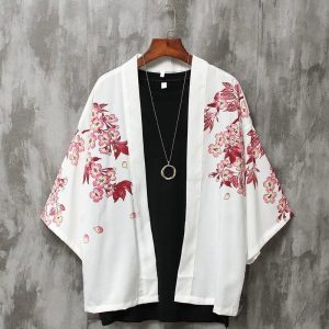 veste kimono japonais fleuri